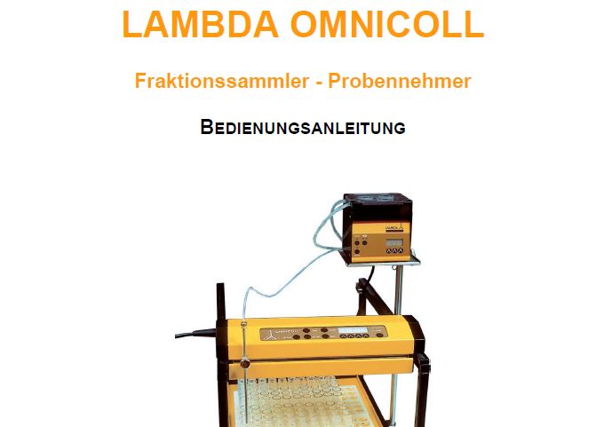 Bedienungsanleitung / Handbuch Fraktionssammler LAMBDA OMNICOLL